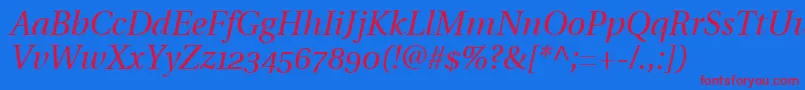 UtopiaItalicWithOldstyleFigures Font – Red Fonts on Blue Background