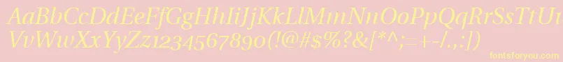UtopiaItalicWithOldstyleFigures Font – Yellow Fonts on Pink Background