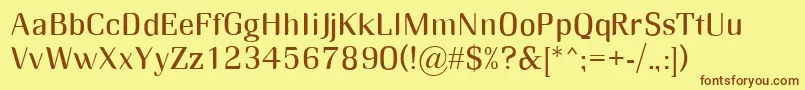 フォントRmMidse – 茶色の文字が黄色の背景にあります。