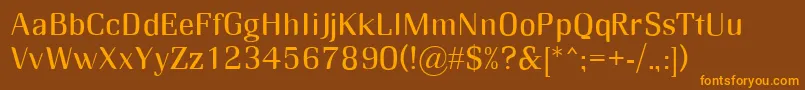 フォントRmMidse – オレンジ色の文字が茶色の背景にあります。