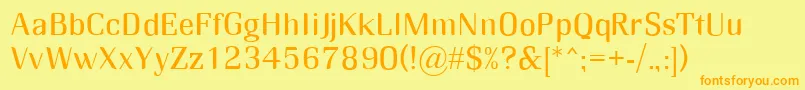 フォントRmMidse – オレンジの文字が黄色の背景にあります。