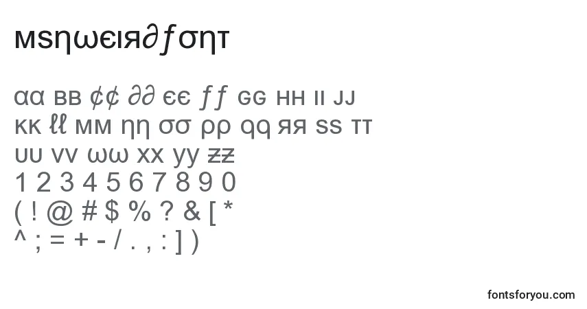 Schriftart MsnWeirdFont – Alphabet, Zahlen, spezielle Symbole