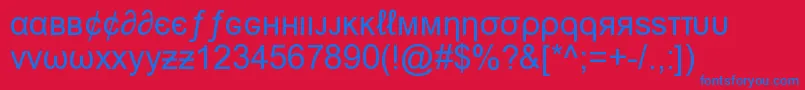 MsnWeirdFont-Schriftart – Blaue Schriften auf rotem Hintergrund