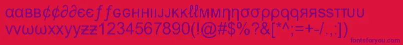 MsnWeirdFont-fontti – violetit fontit punaisella taustalla