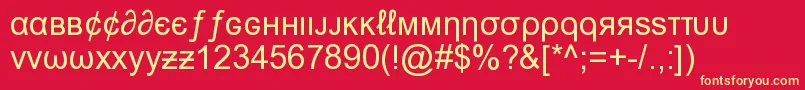 Fonte MsnWeirdFont – fontes amarelas em um fundo vermelho