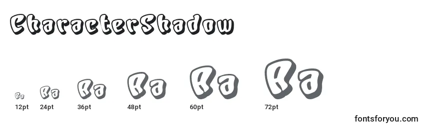 Größen der Schriftart CharacterShadow