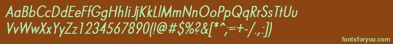 Futurnrt-fontti – vihreät fontit ruskealla taustalla