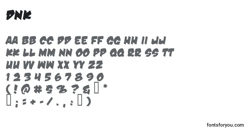 Fuente Dnk - alfabeto, números, caracteres especiales