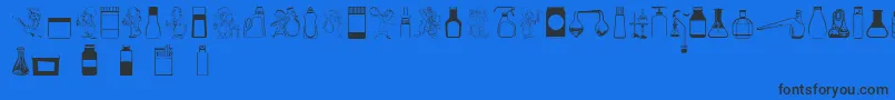 Labbats-Schriftart – Schwarze Schriften auf blauem Hintergrund