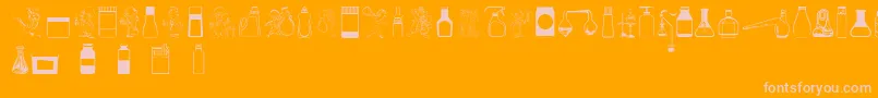 Labbats-Schriftart – Rosa Schriften auf orangefarbenem Hintergrund