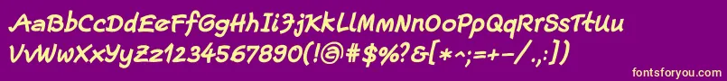 Fonte EscriptLtBoldItalic – fontes amarelas em um fundo roxo