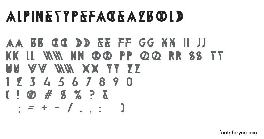 Шрифт AlpineTypefaceA2Bold – алфавит, цифры, специальные символы