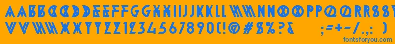 AlpineTypefaceA2Bold-Schriftart – Blaue Schriften auf orangefarbenem Hintergrund