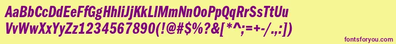 FranklingothicdemicmpcItalic Font – Purple Fonts on Yellow Background