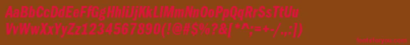 FranklingothicdemicmpcItalic Font – Red Fonts on Brown Background
