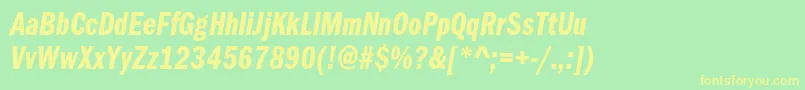 FranklingothicdemicmpcItalic Font – Yellow Fonts on Green Background