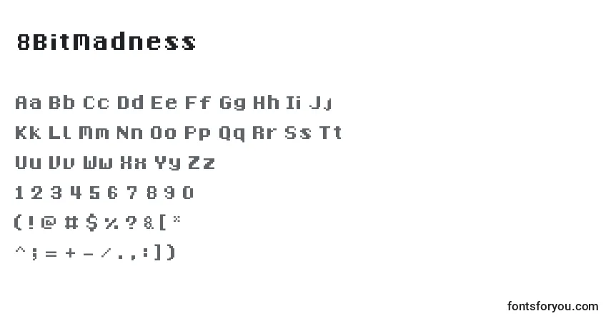 A fonte 8BitMadness – alfabeto, números, caracteres especiais