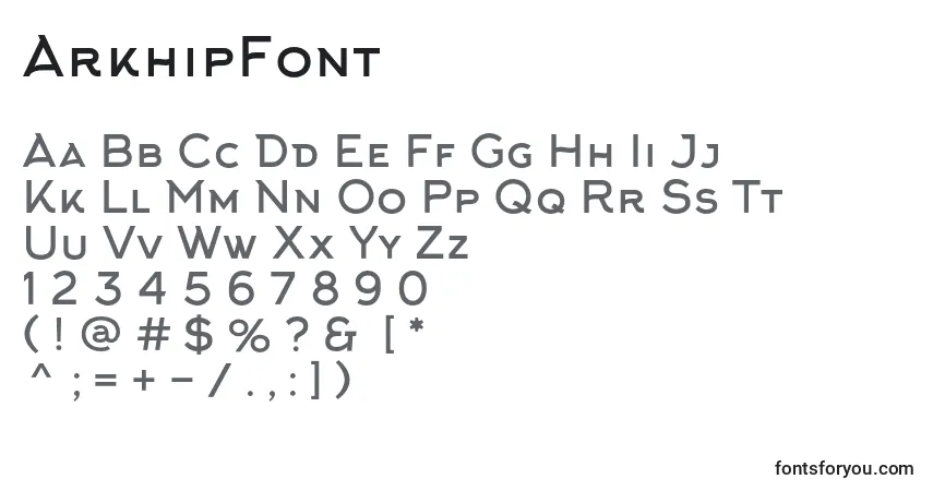 A fonte ArkhipFont – alfabeto, números, caracteres especiais