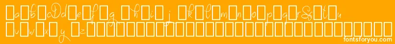 SayesDemo-Schriftart – Weiße Schriften auf orangefarbenem Hintergrund