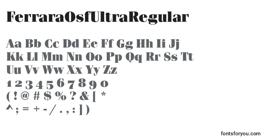 A fonte FerraraOsfUltraRegular – alfabeto, números, caracteres especiais