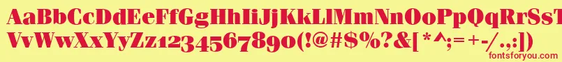 Czcionka FerraraOsfUltraRegular – czerwone czcionki na żółtym tle
