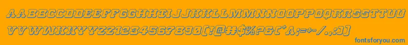 Usmarshal3Dital-Schriftart – Blaue Schriften auf orangefarbenem Hintergrund