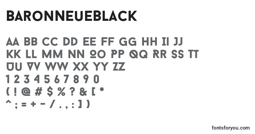 Шрифт BaronNeueBlack – алфавит, цифры, специальные символы