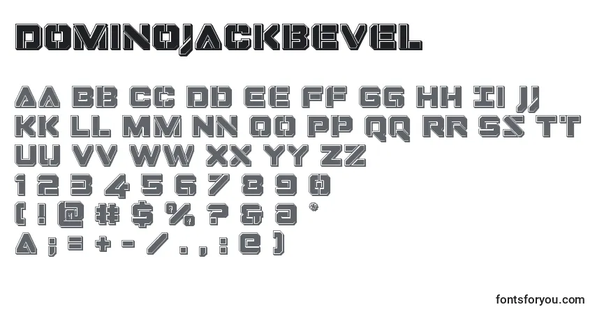 Schriftart Dominojackbevel – Alphabet, Zahlen, spezielle Symbole