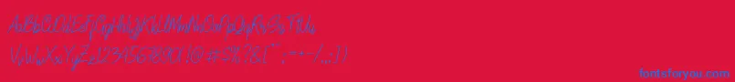 LinoleoScript Font – Blue Fonts on Red Background