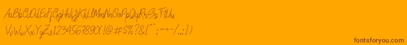 LinoleoScript-Schriftart – Braune Schriften auf orangefarbenem Hintergrund