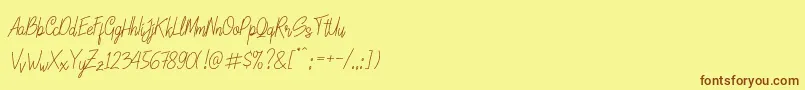 Fonte LinoleoScript – fontes marrons em um fundo amarelo