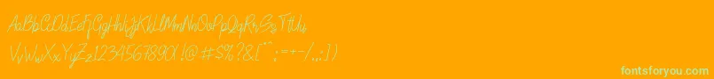 フォントLinoleoScript – オレンジの背景に緑のフォント