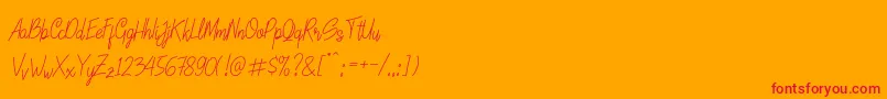 LinoleoScript Font – Red Fonts on Orange Background