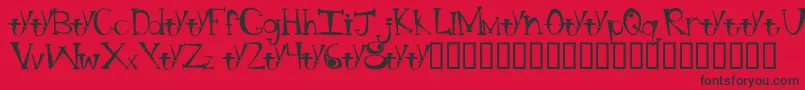 Czcionka BtBongBlastedAliensTrialTrialVersion – czarne czcionki na czerwonym tle