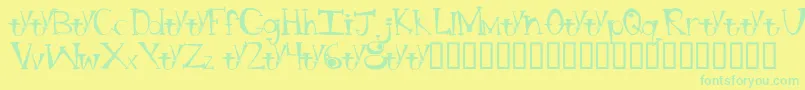 フォントBtBongBlastedAliensTrialTrialVersion – 黄色い背景に緑の文字