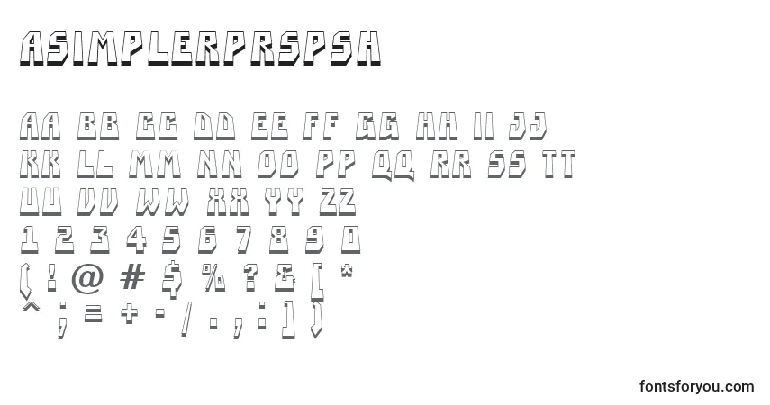 A fonte ASimplerprspsh – alfabeto, números, caracteres especiais