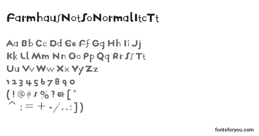 Шрифт FarmhausNotSoNormalItcTt – алфавит, цифры, специальные символы