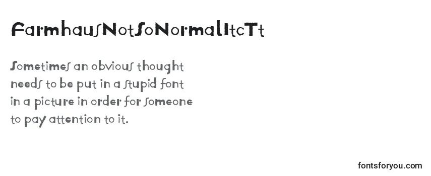 Review of the FarmhausNotSoNormalItcTt Font