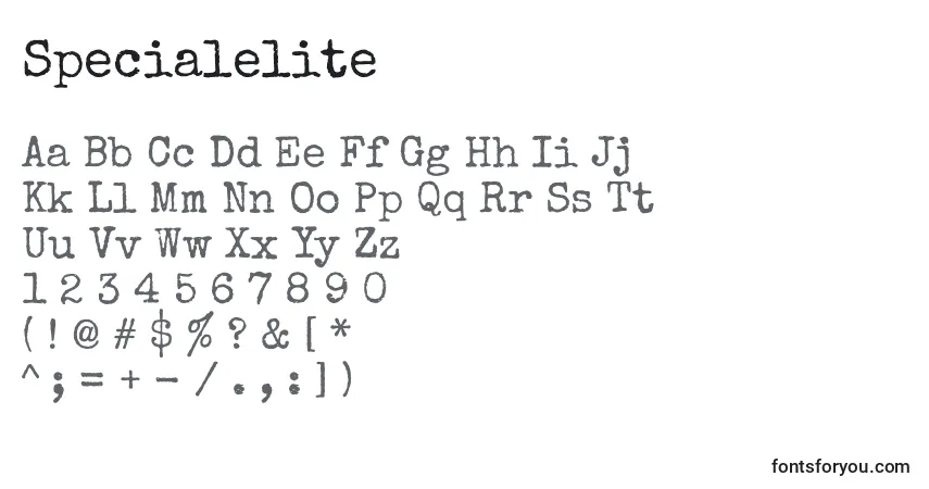 A fonte Specialelite – alfabeto, números, caracteres especiais