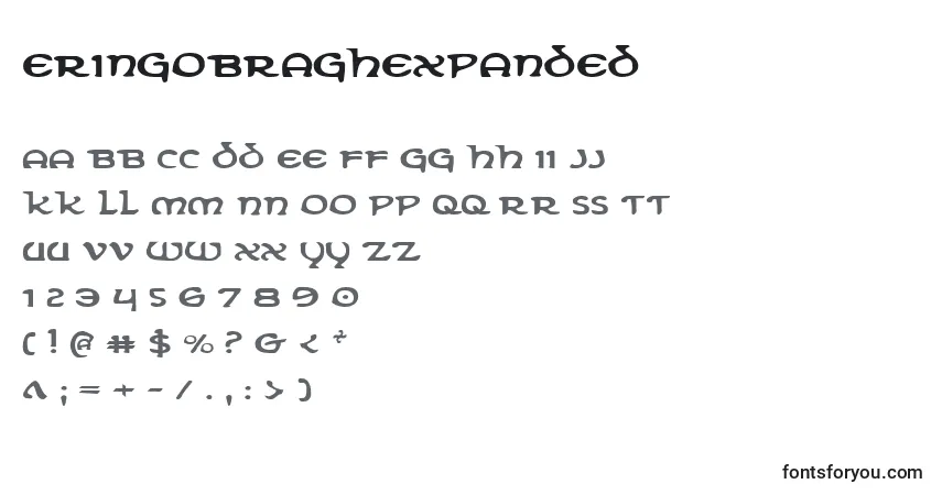 Czcionka ErinGoBraghExpanded – alfabet, cyfry, specjalne znaki