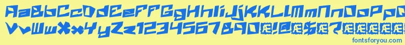 Zenith-Schriftart – Blaue Schriften auf gelbem Hintergrund