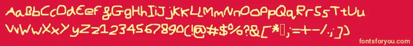 Mousewritten Font – Yellow Fonts on Red Background