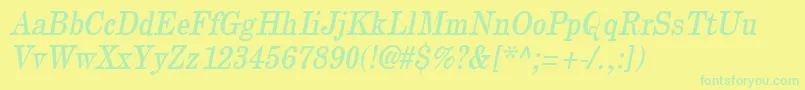NewcenturythinOblique Font – Green Fonts on Yellow Background