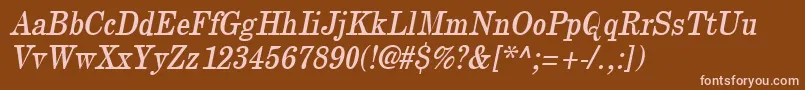 NewcenturythinOblique Font – Pink Fonts on Brown Background