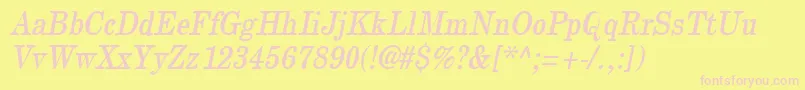 NewcenturythinOblique Font – Pink Fonts on Yellow Background