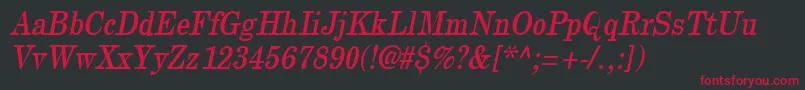 NewcenturythinOblique Font – Red Fonts on Black Background