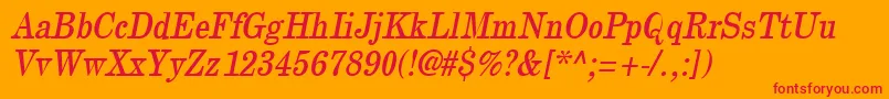 NewcenturythinOblique Font – Red Fonts on Orange Background