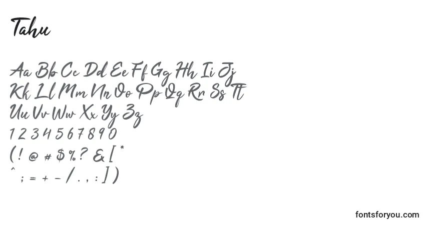 Schriftart Tahu – Alphabet, Zahlen, spezielle Symbole