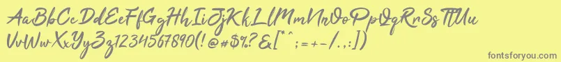 フォントTahu – 黄色の背景に灰色の文字