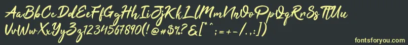 フォントTahu – 黒い背景に黄色の文字